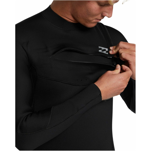 2026 Billabong Mens Foil 4/3mm Chest Zip Wetsuit ABYW100244 - Black